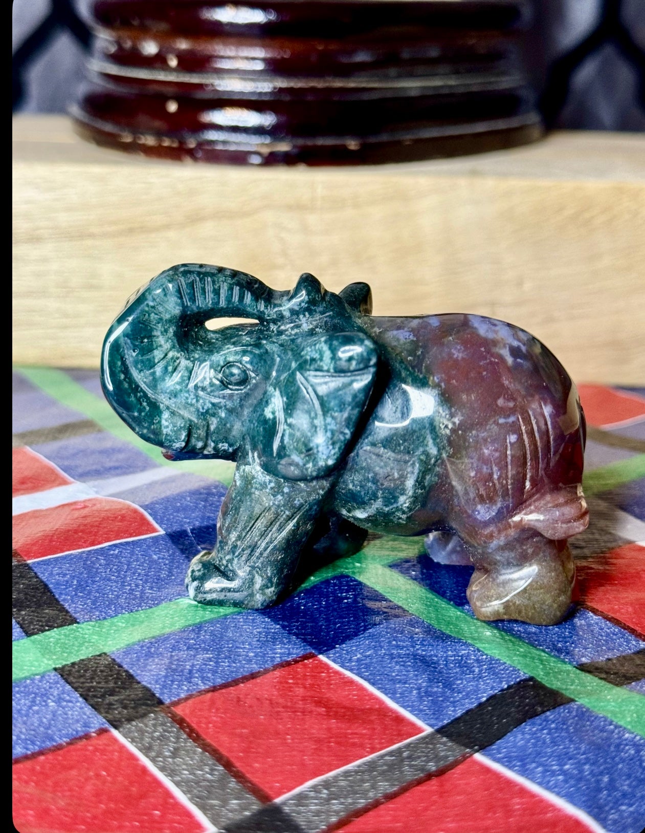 Ocean Jasper Elephant Carving