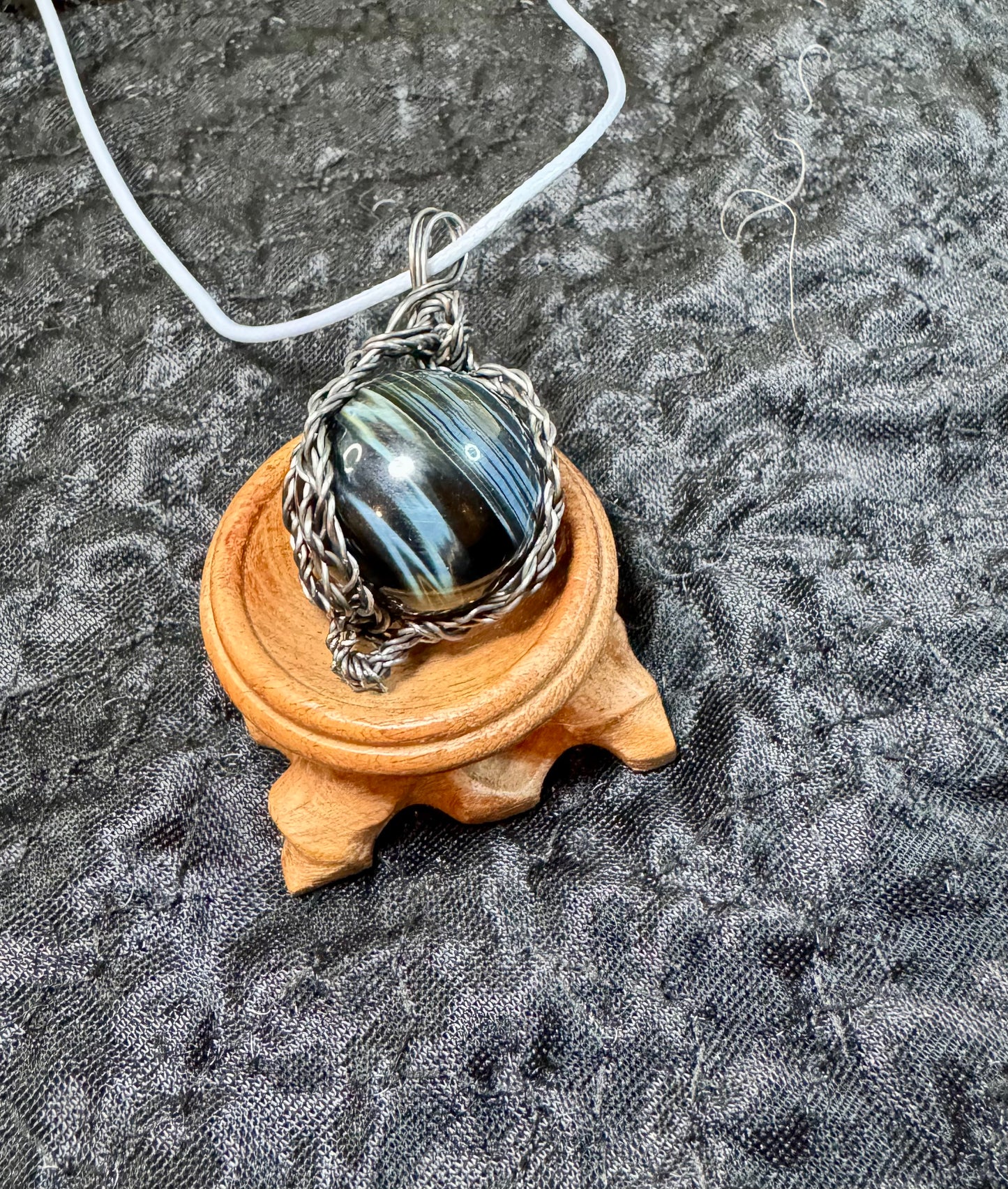 Wire Pendant Blue Tiger Eye