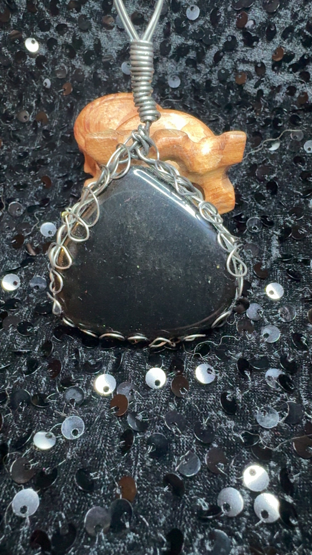 Wire Golden Obsidian Pendant