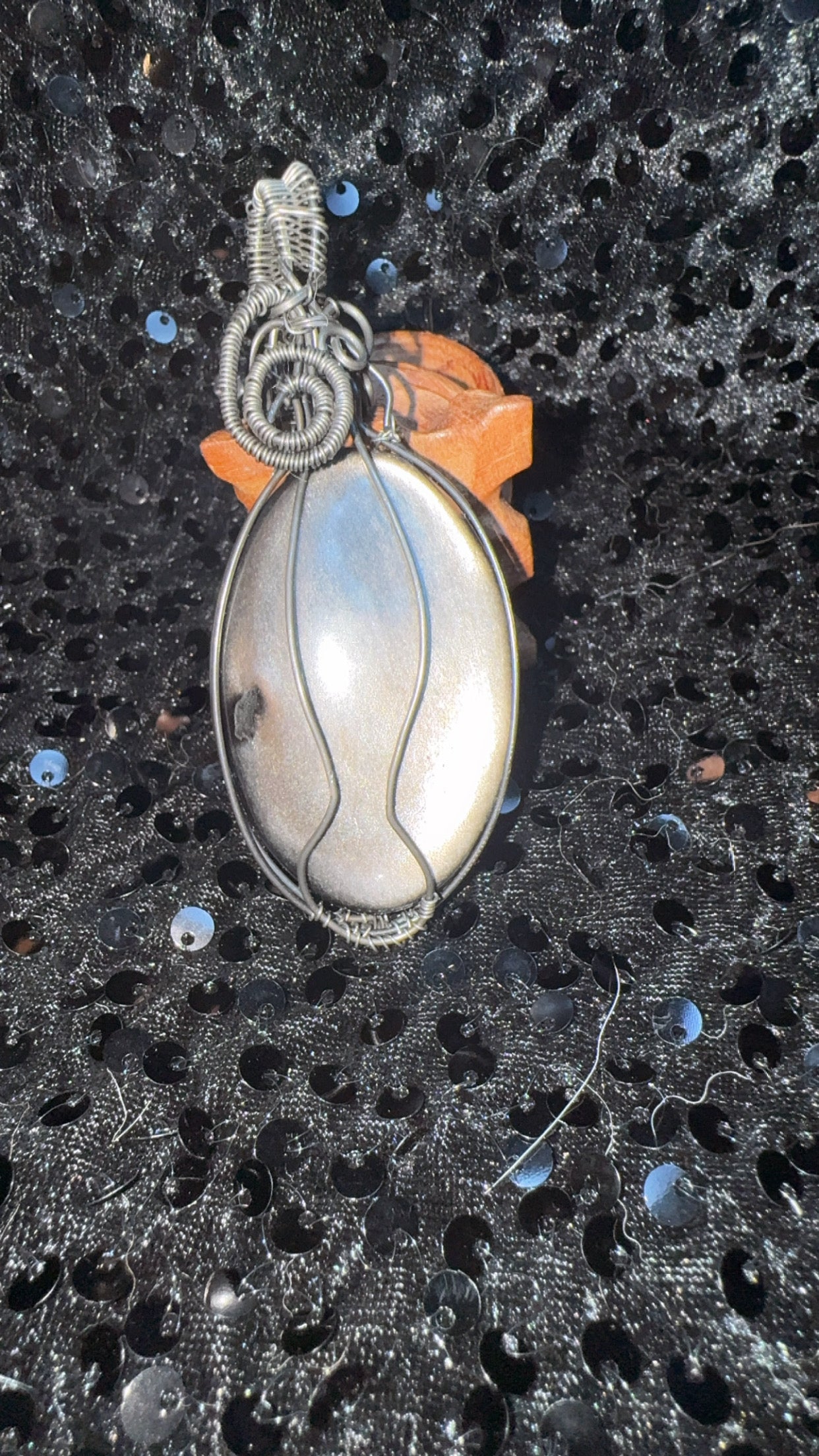 Wire Silver Obsidian Pendant