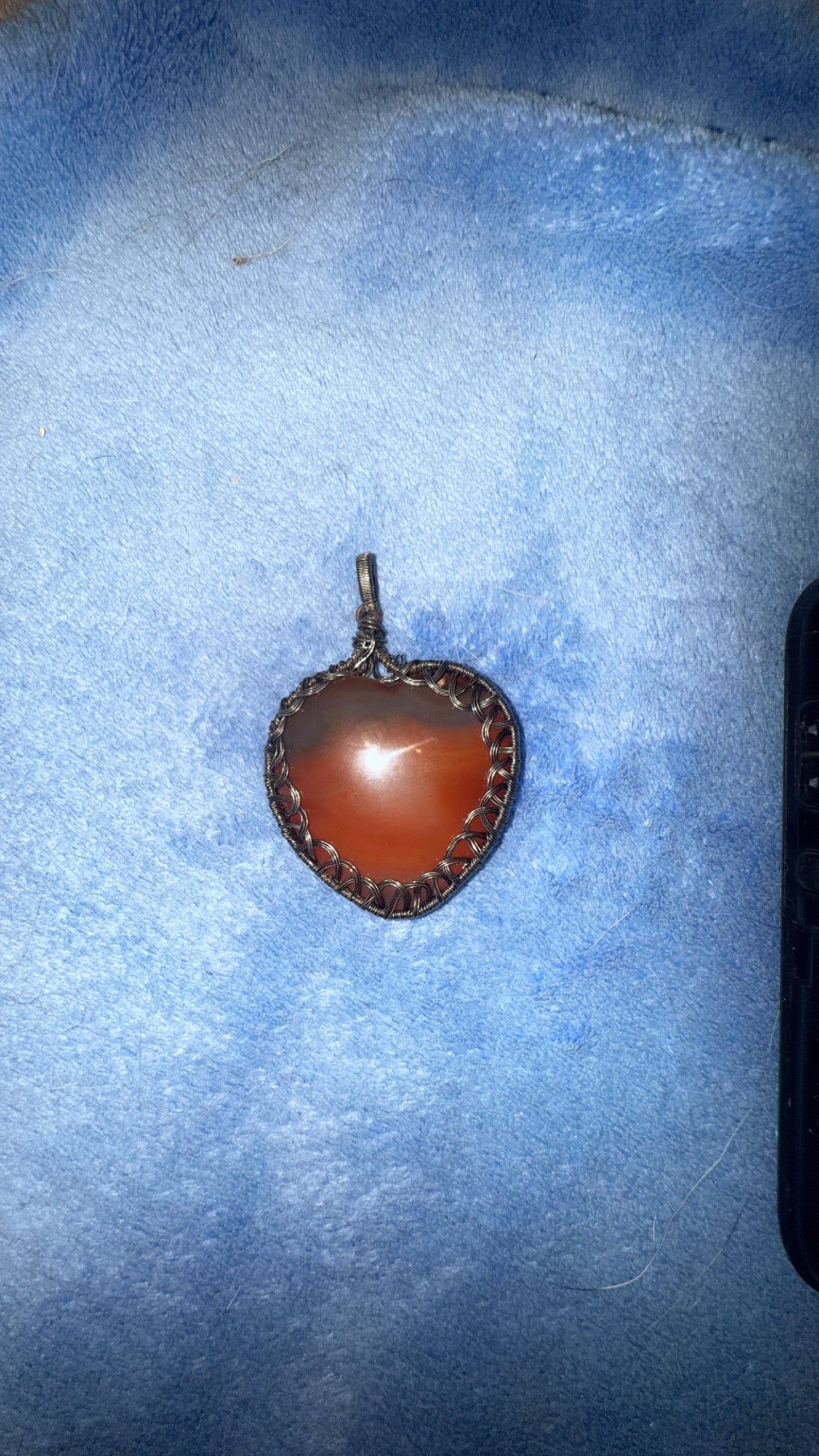 Carnelian Heart Wire Pendant