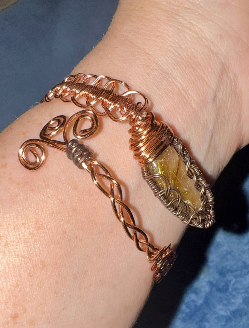 Golden Rutile Bangle Bracelet