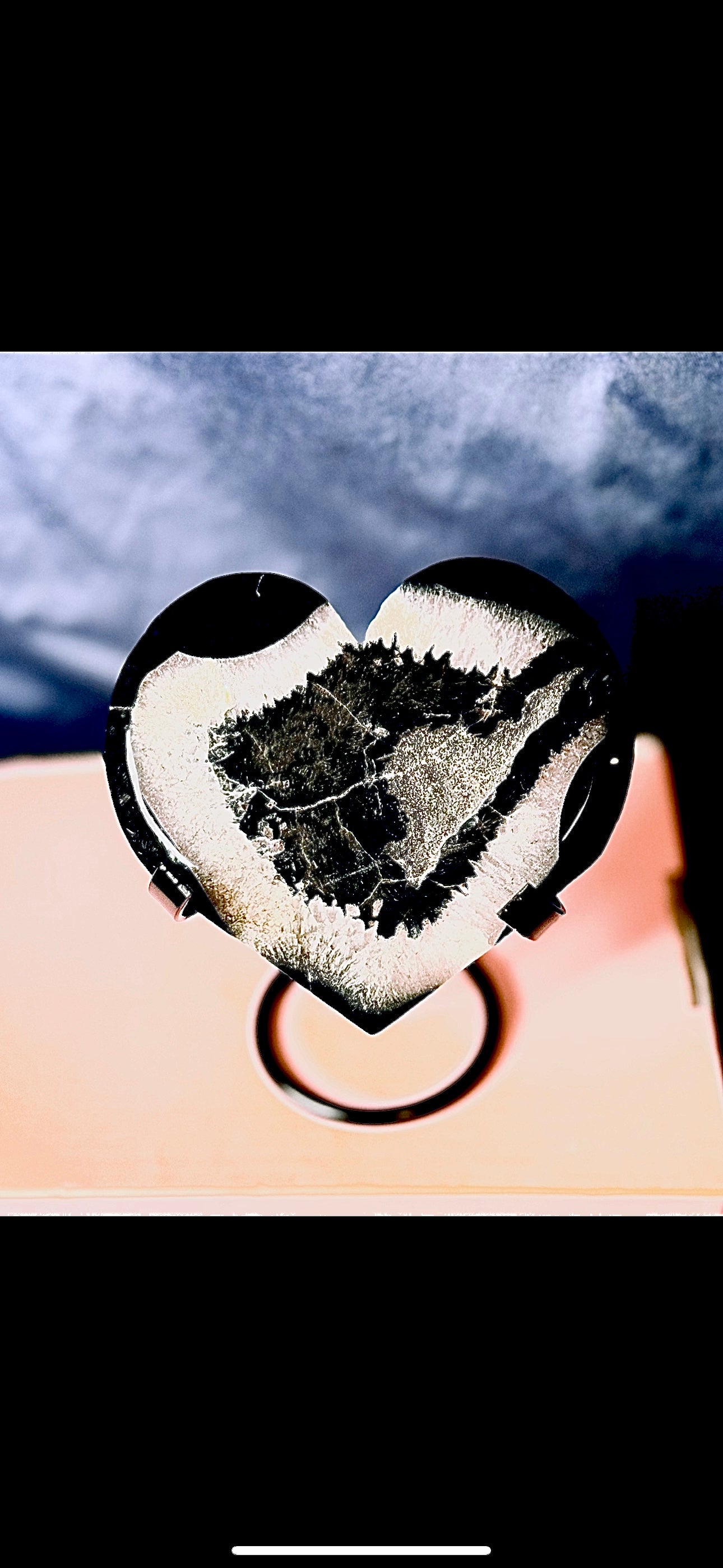 Black Agate Druzy Heart