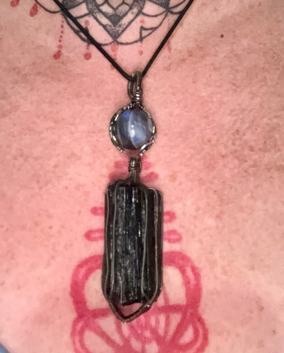 Tourmaline Labradorite Pendant