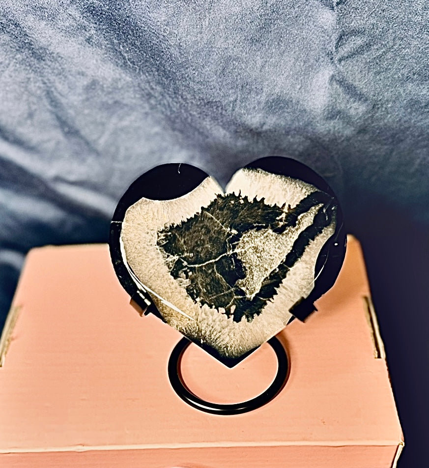 Black Agate Druzy Heart