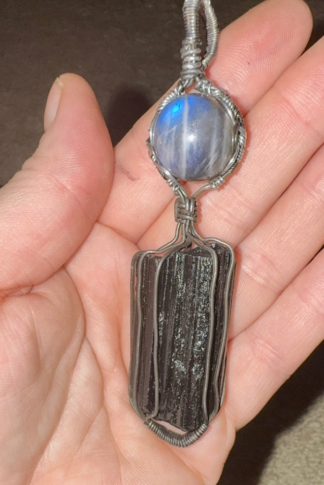 Tourmaline Labradorite Pendant