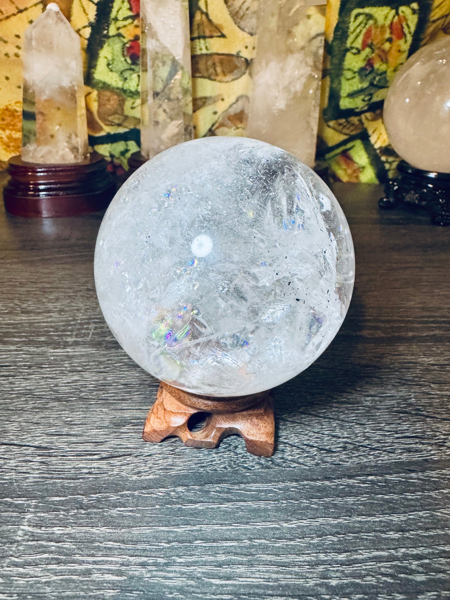 ClearQuartz Rainbow Sphere