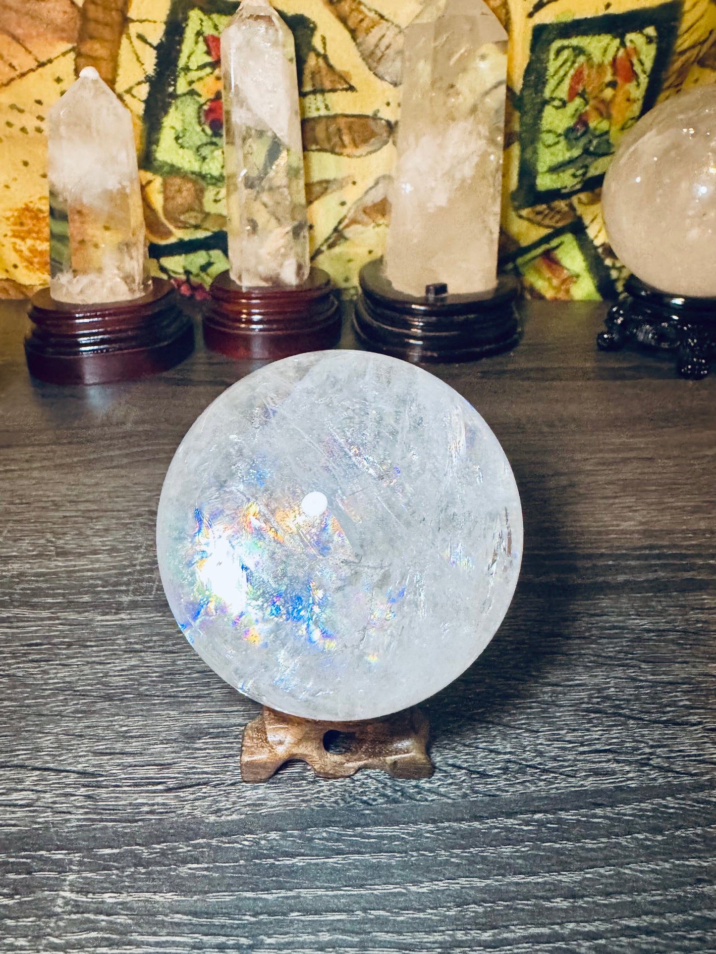 ClearQuartz Rainbow Sphere