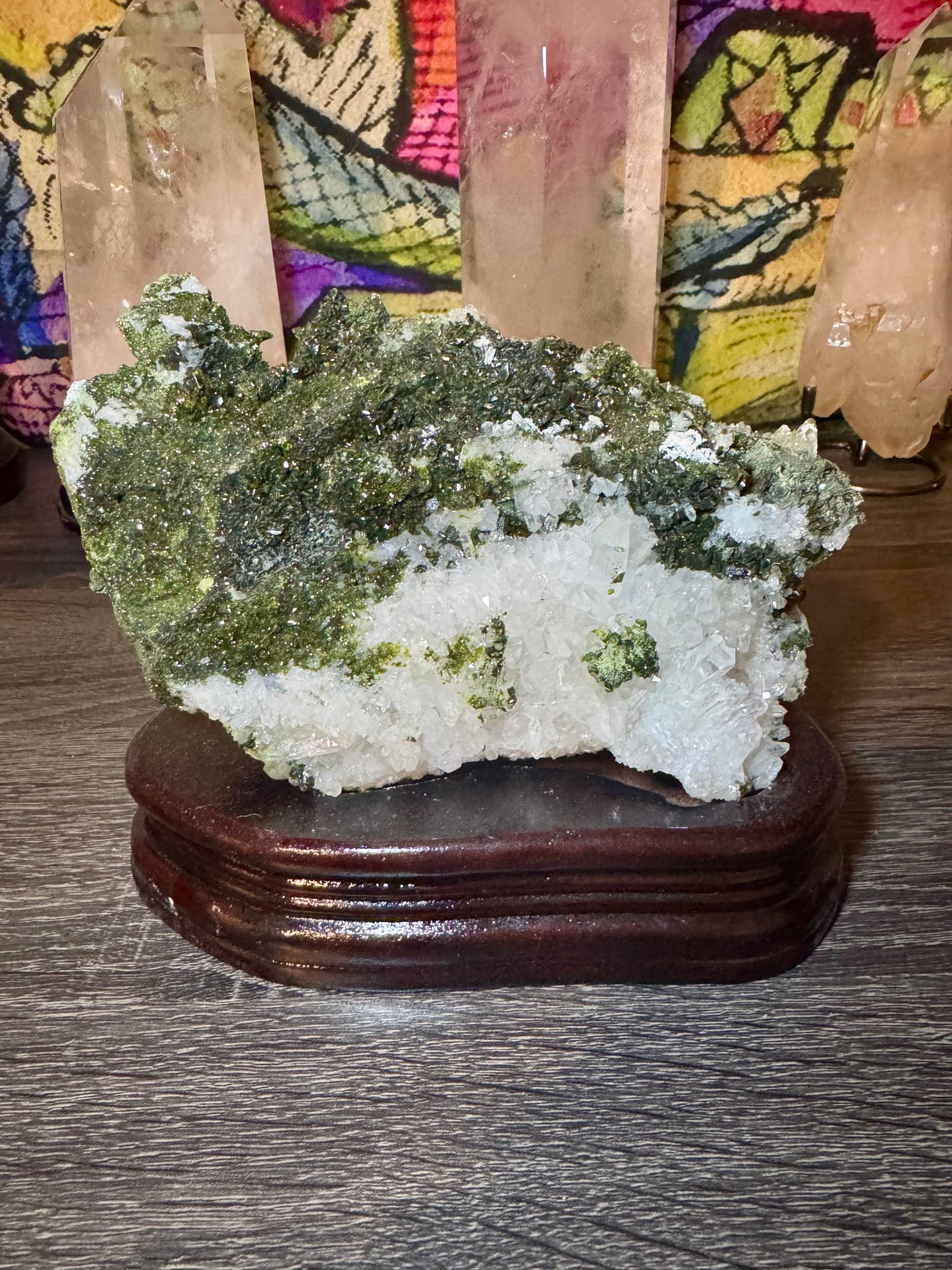 Epidote / Clear Quarts Cluster