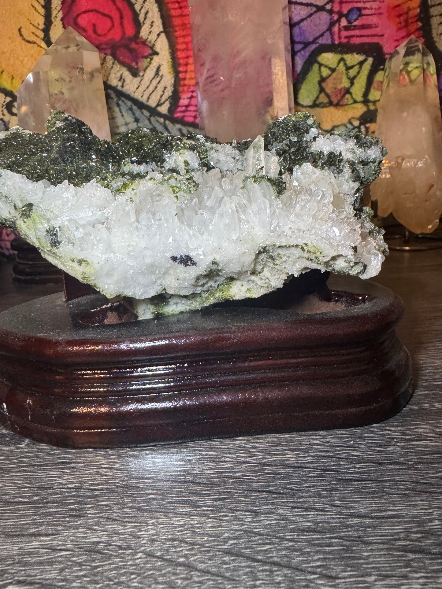 Epidote / Clear Quarts Cluster