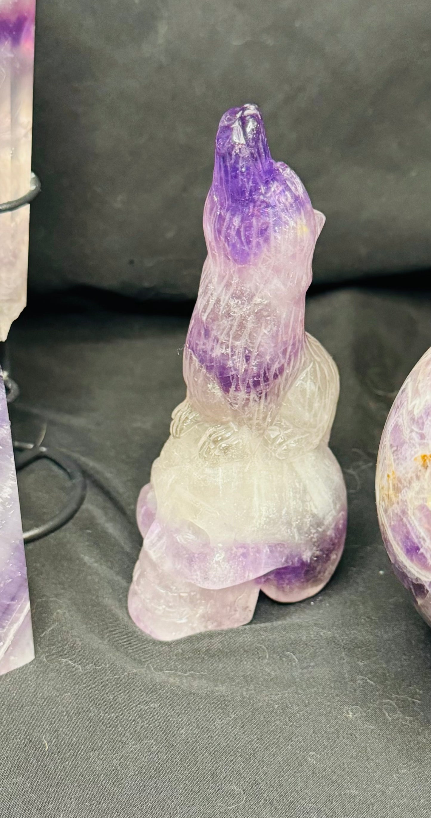 Dream Amethyst Wolf/ Skull Carving