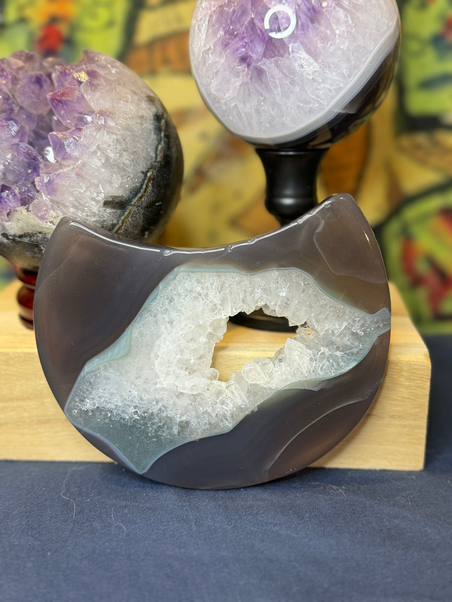 Amethyst Agate Druzy Moon