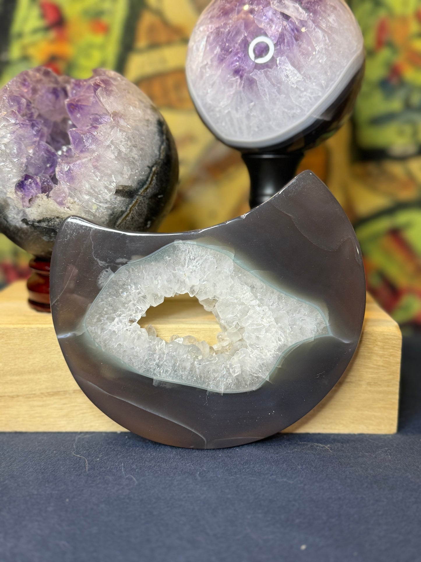 Amethyst Agate Druzy Moon