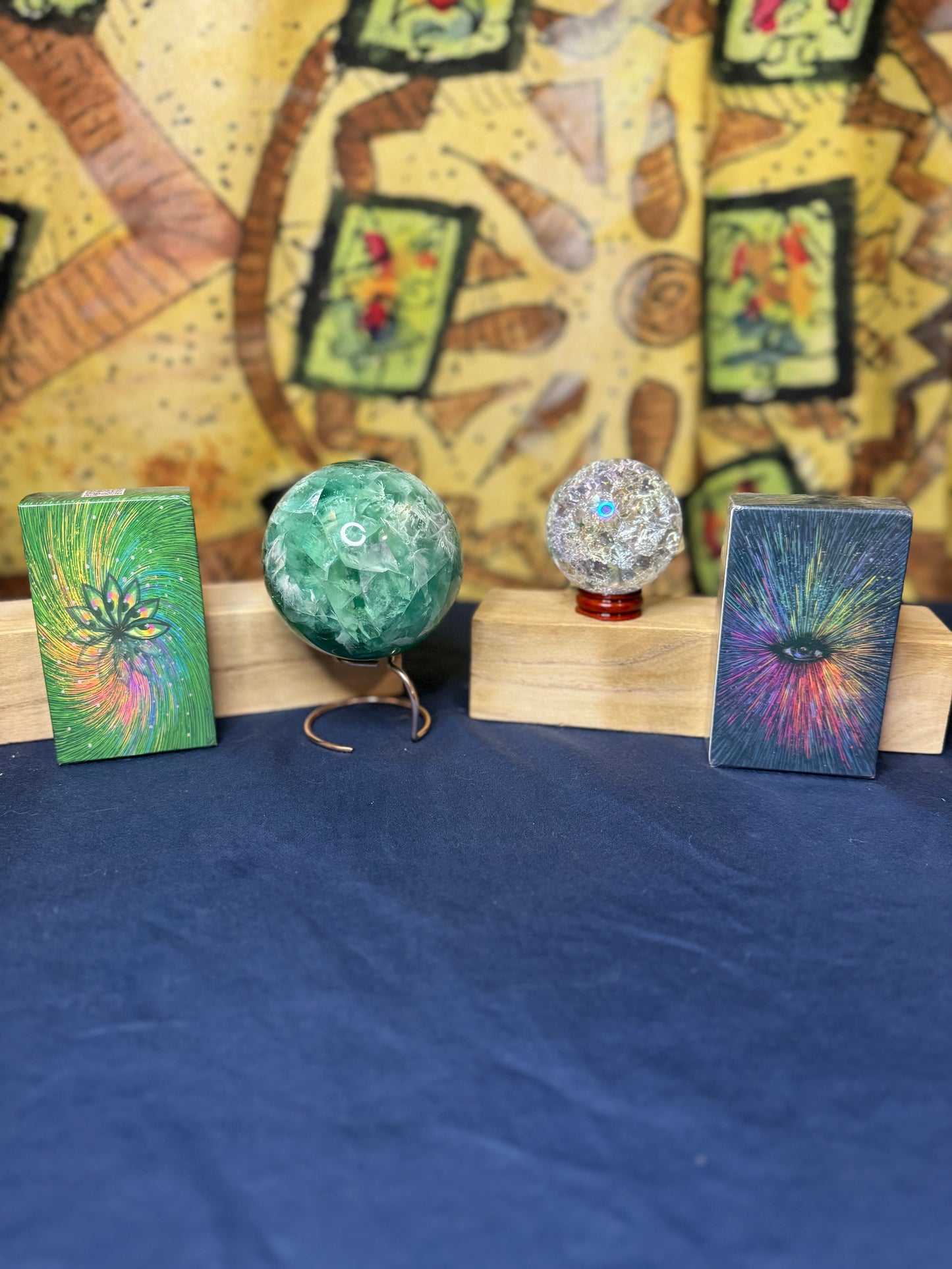 Tarot Deck & Sphere Fluorite