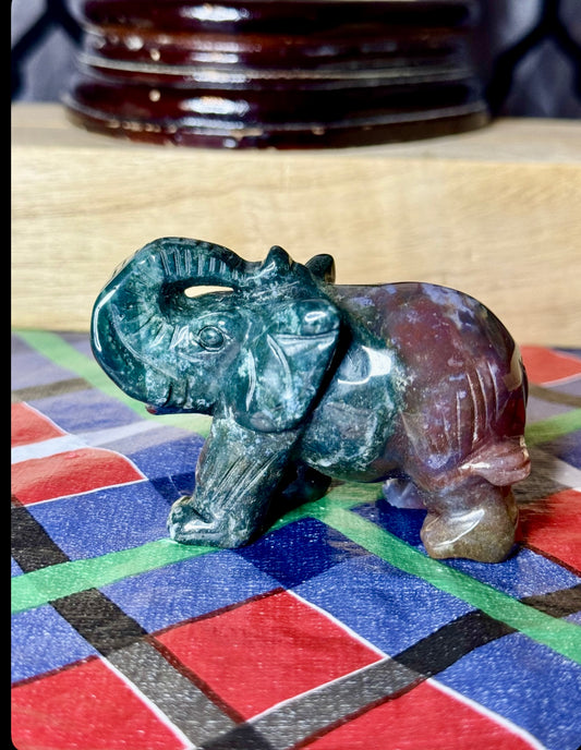 Ocean Jasper Elephant Carving