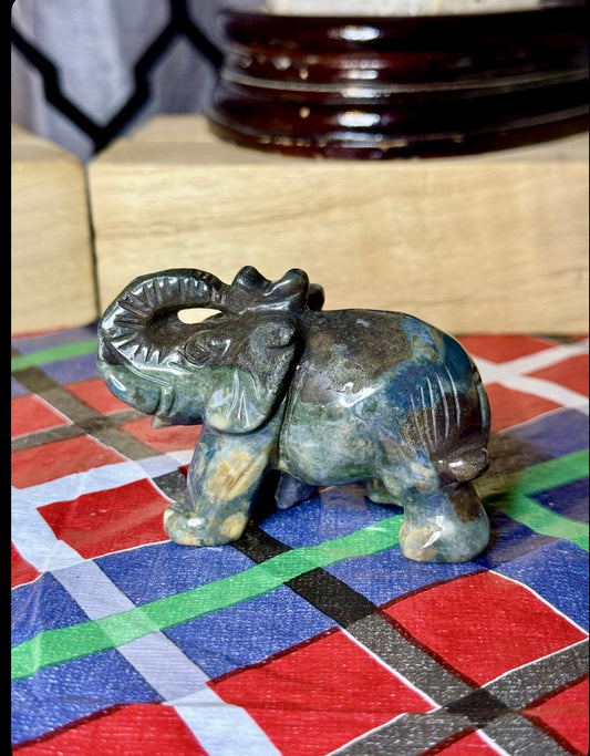 Ocean Jasper Elephant Carving