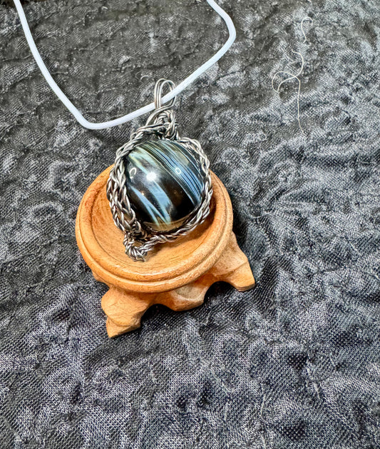 Wire Pendant Blue Tiger Eye