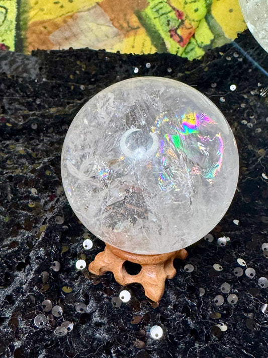 Clear Quarts with Rainbow Sphere