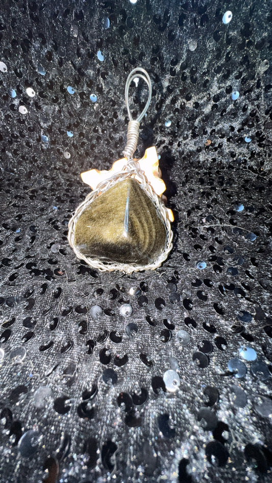 Wire Golden Obsidian Pendant