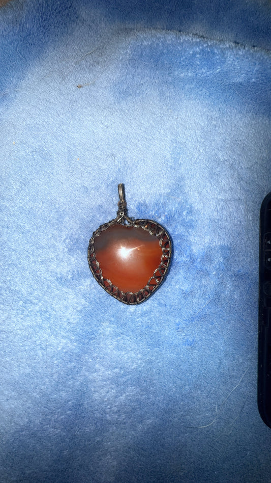 Carnelian Heart Wire Pendant