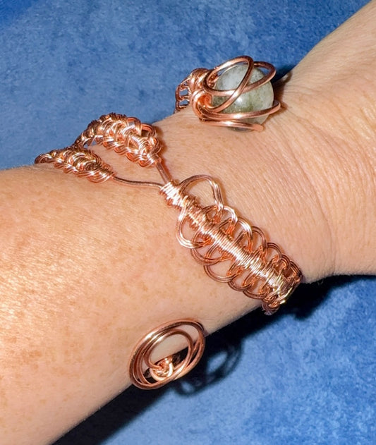 Labradorite Copper Bangle Bracelet
