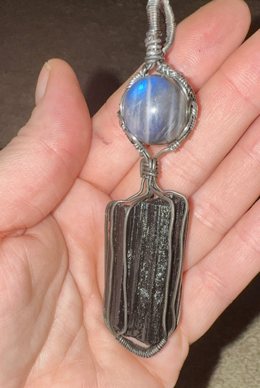 Tourmaline Labradorite Pendant